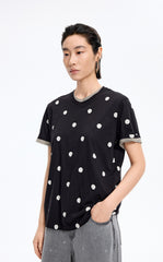 T-Shirt / JNBY Polka Dot Cotton Relaxed T-Shirt