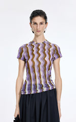 T-Shirt / JNBY Sheer Pop Stripe Mesh T-Shirt