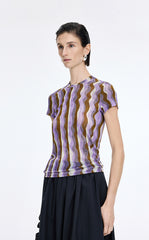T-Shirt / JNBY Sheer Pop Stripe Mesh T-Shirt