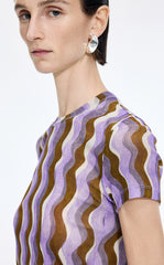 T-Shirt / JNBY Sheer Pop Stripe Mesh T-Shirt