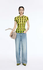 T-Shirt / JNBY Sheer Pop Stripe Mesh T-Shirt