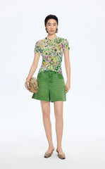 T-Shirt / JNBY Watercolor Floral Mesh T-Shirt