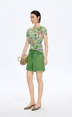 T-Shirt / JNBY Watercolor Floral Mesh T-Shirt