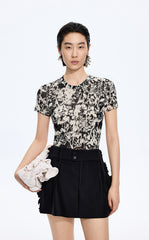 T-Shirt / JNBY Watercolor Floral Mesh T-Shirt