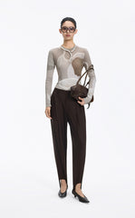 T-Shirt / JNBY Abstract Print Stretch Mesh Slim Fit Top