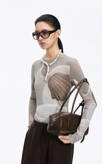 T-Shirt / JNBY Abstract Print Stretch Mesh Slim Fit Top