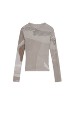 T-Shirt / JNBY Abstract Print Stretch Mesh Slim Fit Top