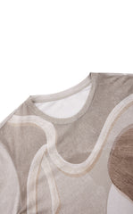 T-Shirt / JNBY Abstract Print Stretch Mesh Slim Fit Top