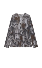 T-Shirt / JNBY Nylon Mesh Rose Print Oversized Tee