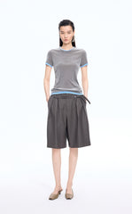 T-Shirt / JNBY Layered Slim-Fit Flocked T-Shirt