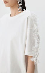 T-shirt / JNBY Lace Trim Panelled Oversize T-Shirt