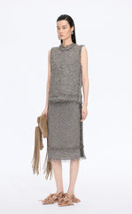 Tank Top / JNBY Fringe Trim Cotton Knit Vest