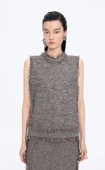 Tank Top / JNBY Fringe Trim Cotton Knit Vest