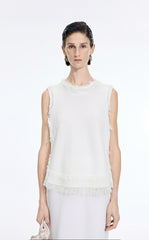 Tank Top / JNBY Fringe Trim Cotton Knit Vest