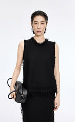 Tank Top / JNBY Fringe Trim Cotton Knit Vest