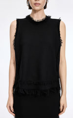 Tank Top / JNBY Fringe Trim Cotton Knit Vest