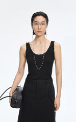Tank Top / JNBY Lace Trim Cotton Knit Camisole