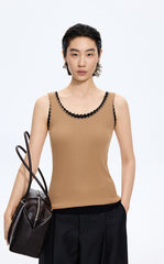 Tank Top / JNBY Lace Trim Cotton Knit Camisole