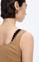 Tank Top / JNBY Lace Trim Cotton Knit Camisole