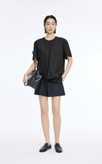 Top / JNBY Cotton Poplin Pleated Hem Short Sleeve Shirt