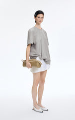 Top / JNBY Cotton Poplin Pleated Hem Short Sleeve Shirt