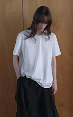 Top / JNBY Cotton Poplin Pleated Hem Short Sleeve Shirt