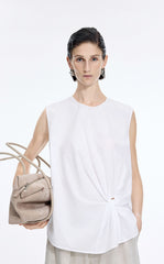 Top / JNBY Gathered Cotton Sleeveless Top