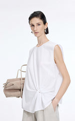 Top / JNBY Gathered Cotton Sleeveless Top