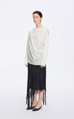 Top / JNBY Off-Shoulder Silk-Blend Deconstructed Top