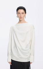 Top / JNBY Off-Shoulder Silk-Blend Deconstructed Top