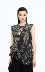 Top / JNBY Printed Cotton Sleeveless Structured Top