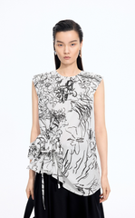 Top / JNBY Printed Cotton Sleeveless Structured Top