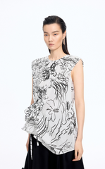 Top / JNBY Printed Cotton Sleeveless Structured Top