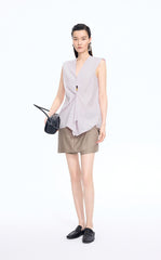 Top / JNBY Ruched Cotton Poplin Sleeveless Top