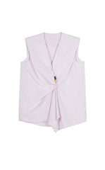 Top / JNBY Ruched Cotton Poplin Sleeveless Top