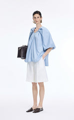 Top / JNBY Stretch Cotton Poplin V-Neck Shirt