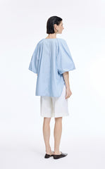 Top / JNBY Stretch Cotton Poplin V-Neck Shirt