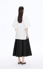 Top / JNBY Stretch Cotton Poplin V-Neck Shirt