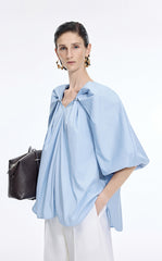 Top / JNBY Stretch Cotton Poplin V-Neck Shirt