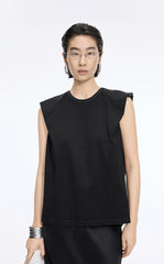 Top / JNBY Textured Polka Dot Cotton Sleeveless Top