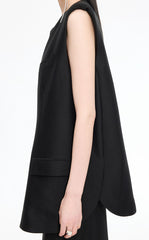 Vest / JNBY Crew Neck Wool Silk Blend Mid-Length Vest