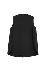 Vest / JNBY Crew Neck Wool Silk Blend Mid-Length Vest