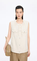 Vest / JNBY Drawstring Denim Mid-Length Vest