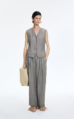 Vest / JNBY Textured Linen Blend Cropped Vest