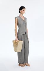 Vest / JNBY Textured Linen Blend Cropped Vest