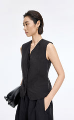 Vest / JNBY Textured Linen Blend Cropped Vest