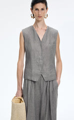 Vest / JNBY Textured Linen Blend Cropped Vest