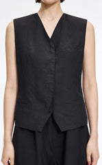 Vest / JNBY Textured Linen Blend Cropped Vest