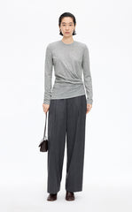 T-Shirt / JNBY Wool Blend Ruched Long Sleeve Tee