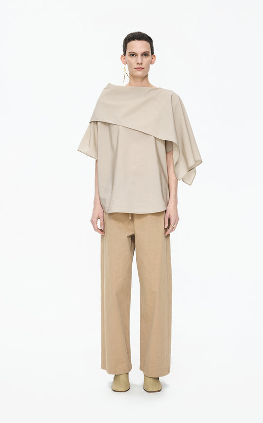 Shirt / JNBY Draped Wool-Silk Short Sleeve Top